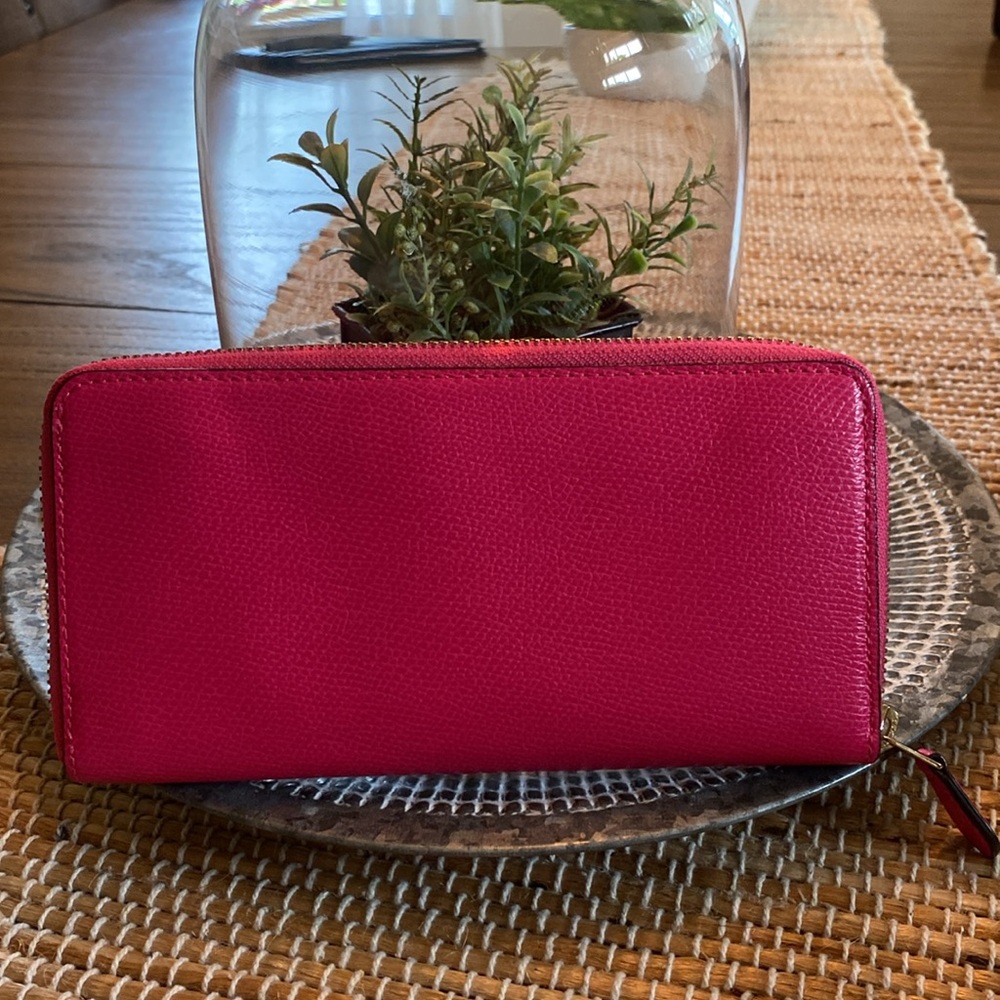 Coach Long Accordion Zip-around Wallet In Leather/Pink Magenta F54007 - Picture 3 of 8